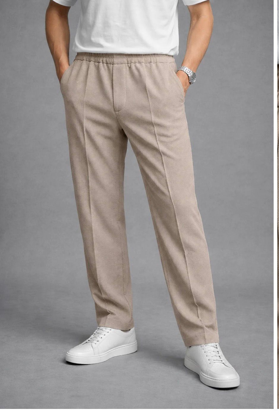 Elite Series Textured Trousers – Beige