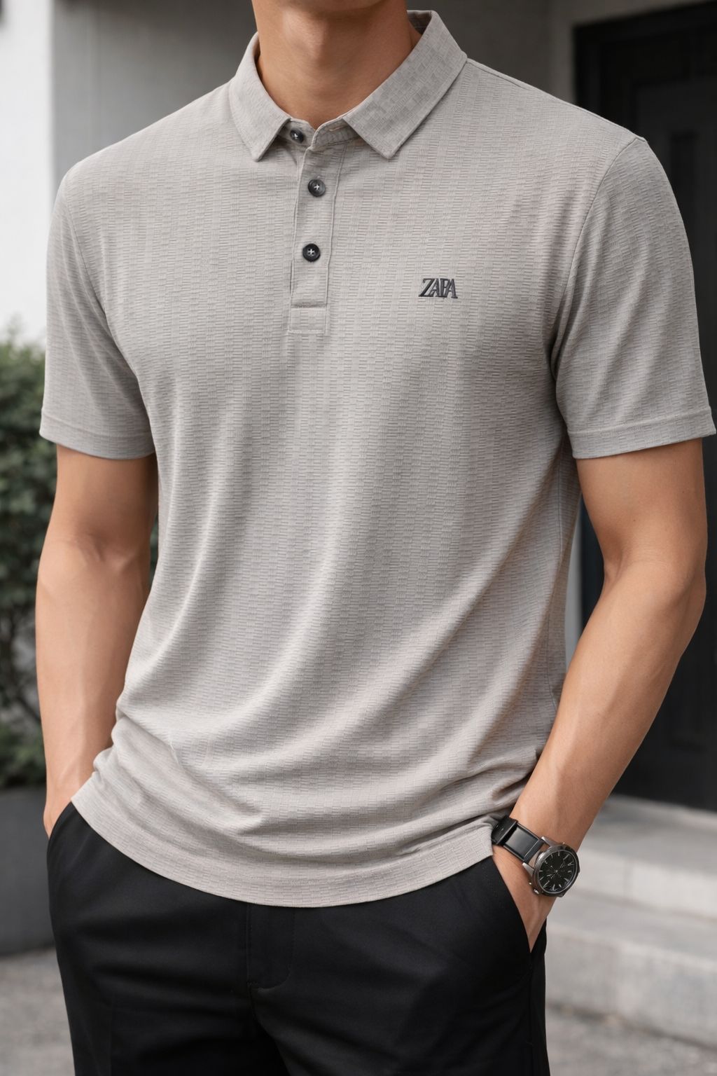 Premium Waffle-Knit Polo