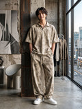 Premium Chocolate boohooMAN Marble Textured Co-Ord Set