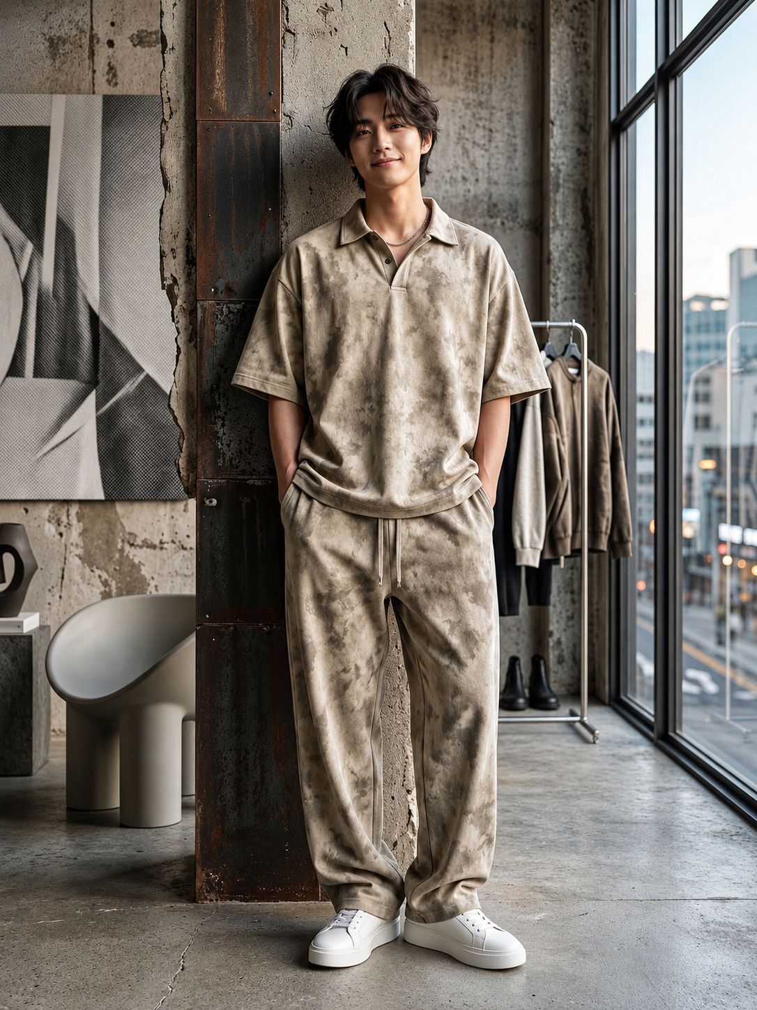 Premium Chocolate boohooMAN Marble Textured Co-Ord Set