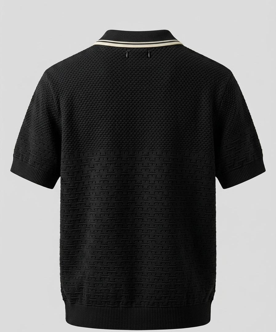 Premium Pointelle Knitted Zip Polo