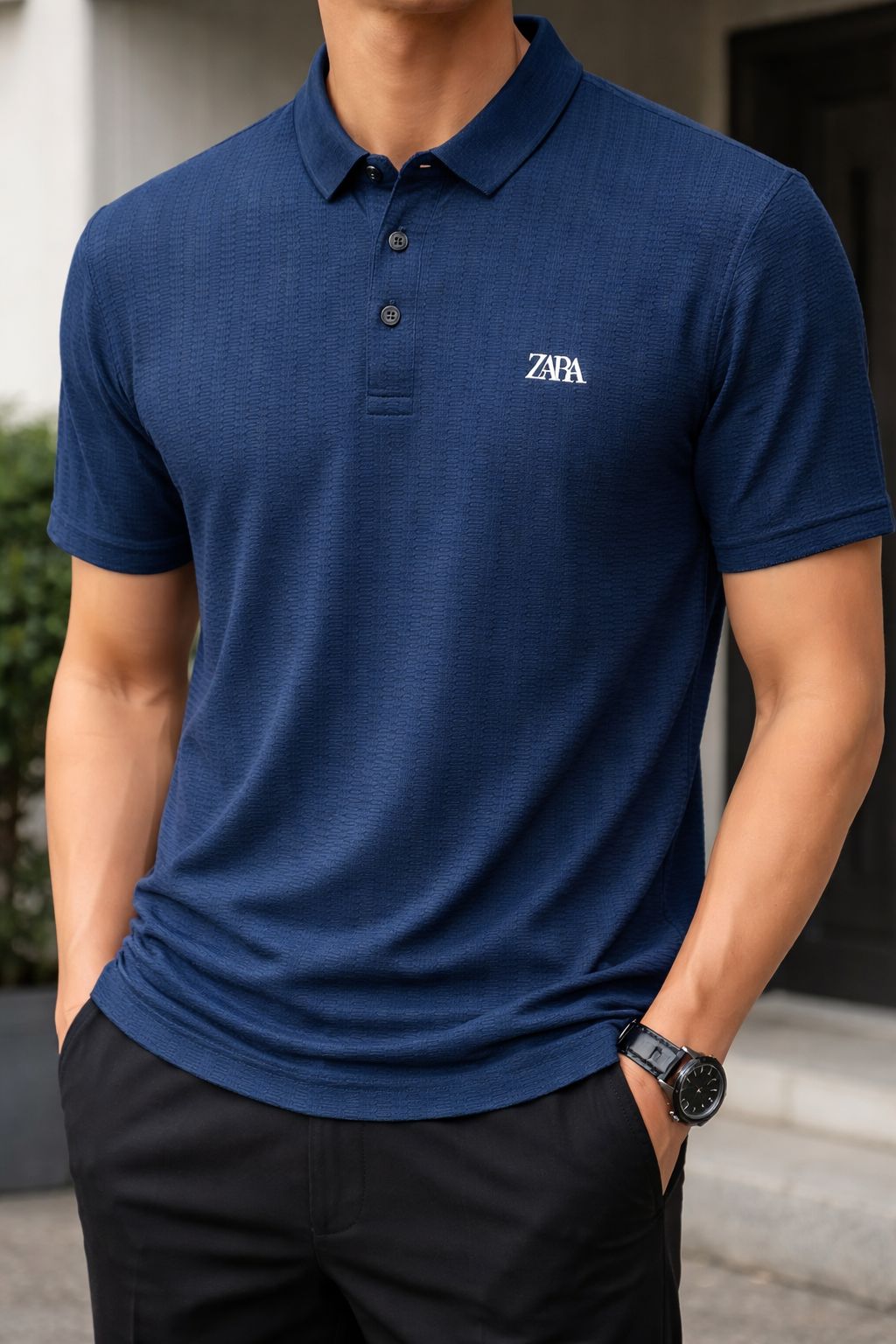 Premium Waffle-Knit Polo