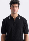 Premium Pointelle Knitted Zip Polo
