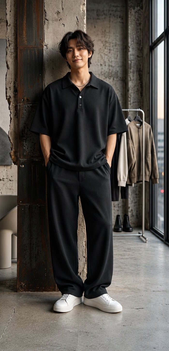 Premium Black boohooMAN Plain Co-Ord Set