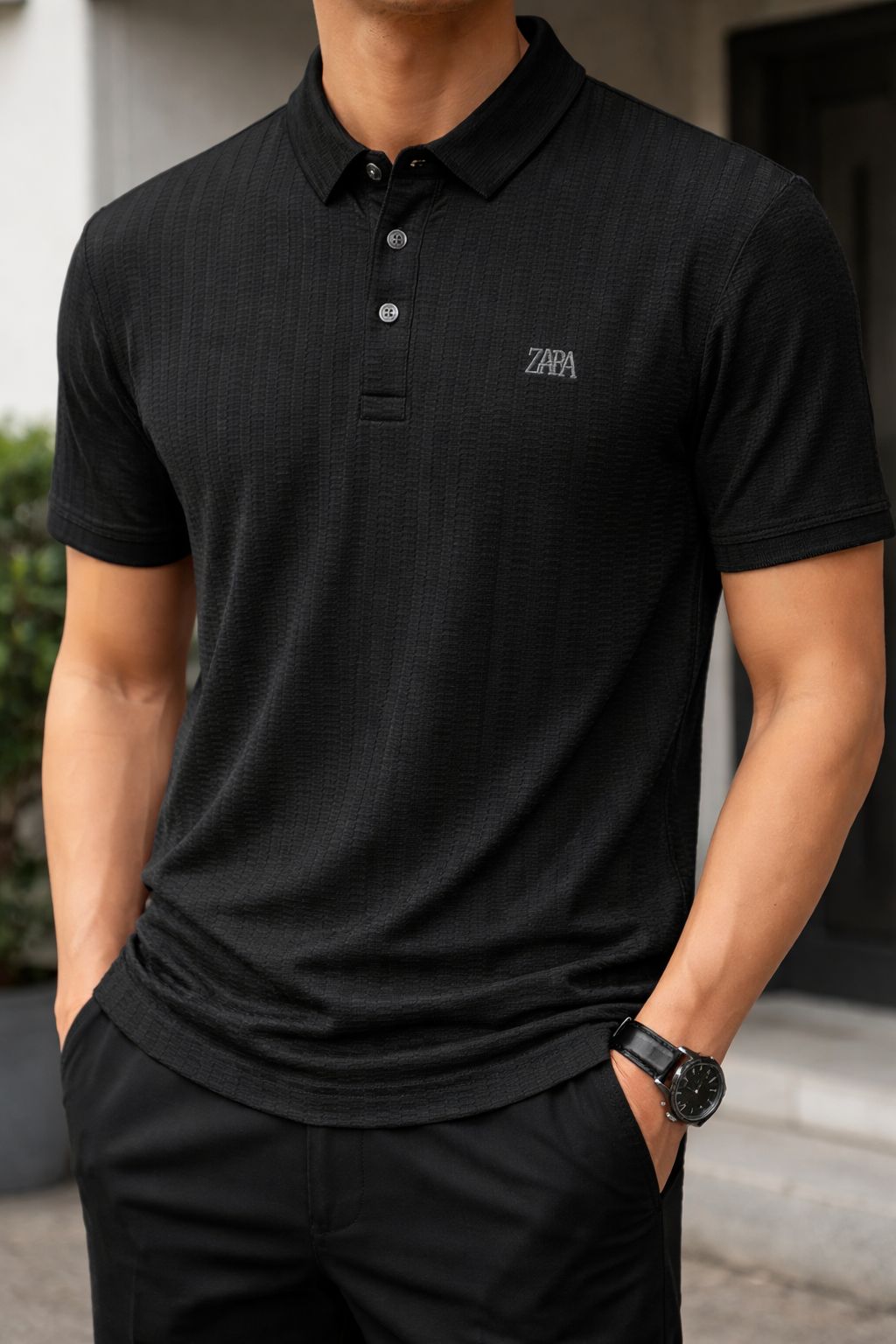 Premium Waffle-Knit Polo