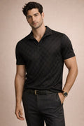 Modern Textured Knit Polo – Buttonless Design